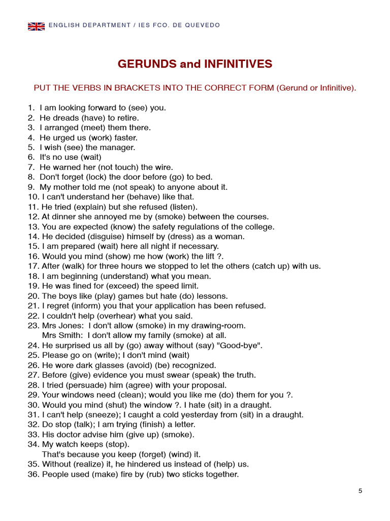 Gerunds & Infinitives | PDF