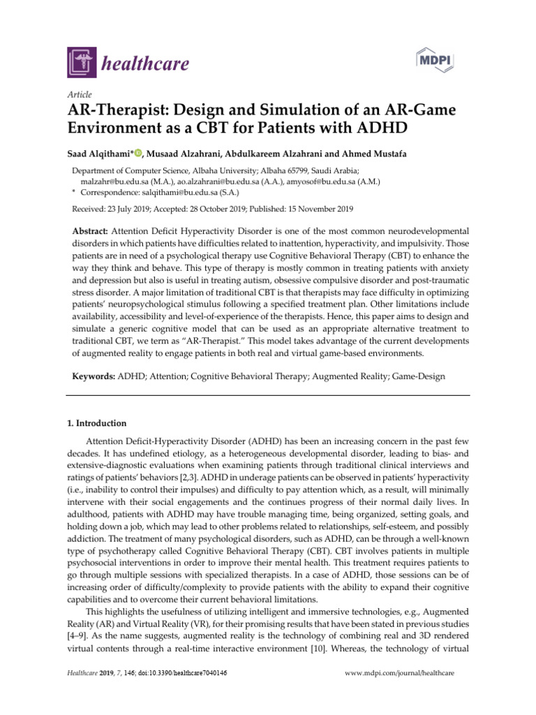 AR-Therapist - Design and Simulation of An AR-Game Environment As A CBT ...
