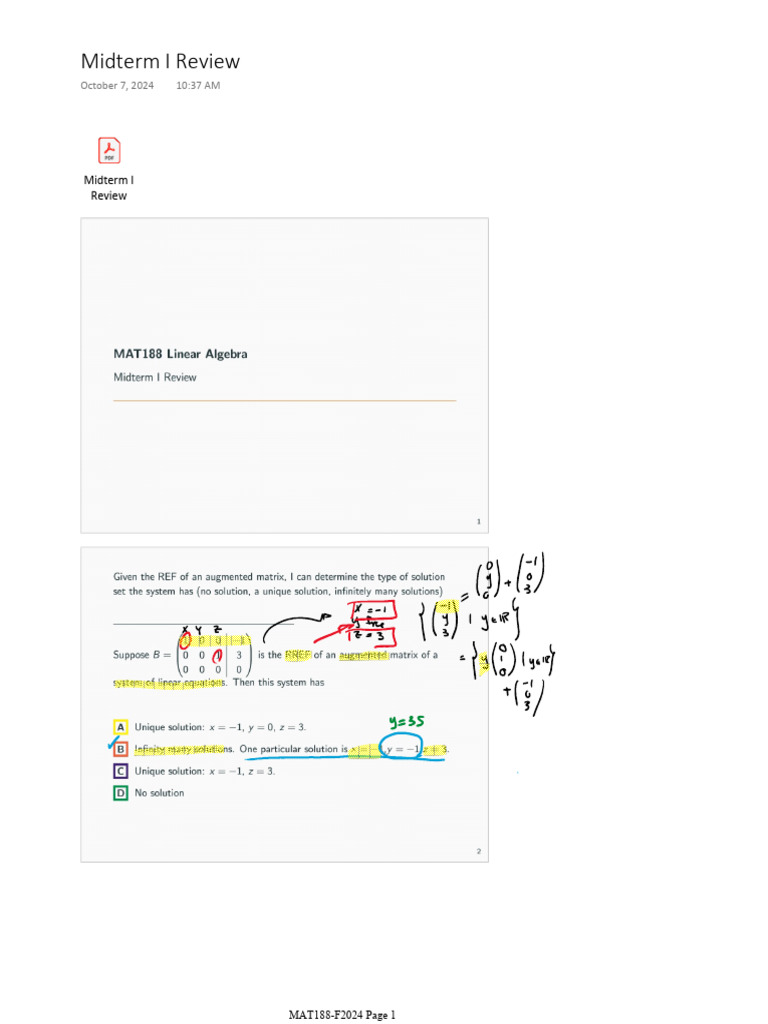 Midterm I Review-Annotated | PDF