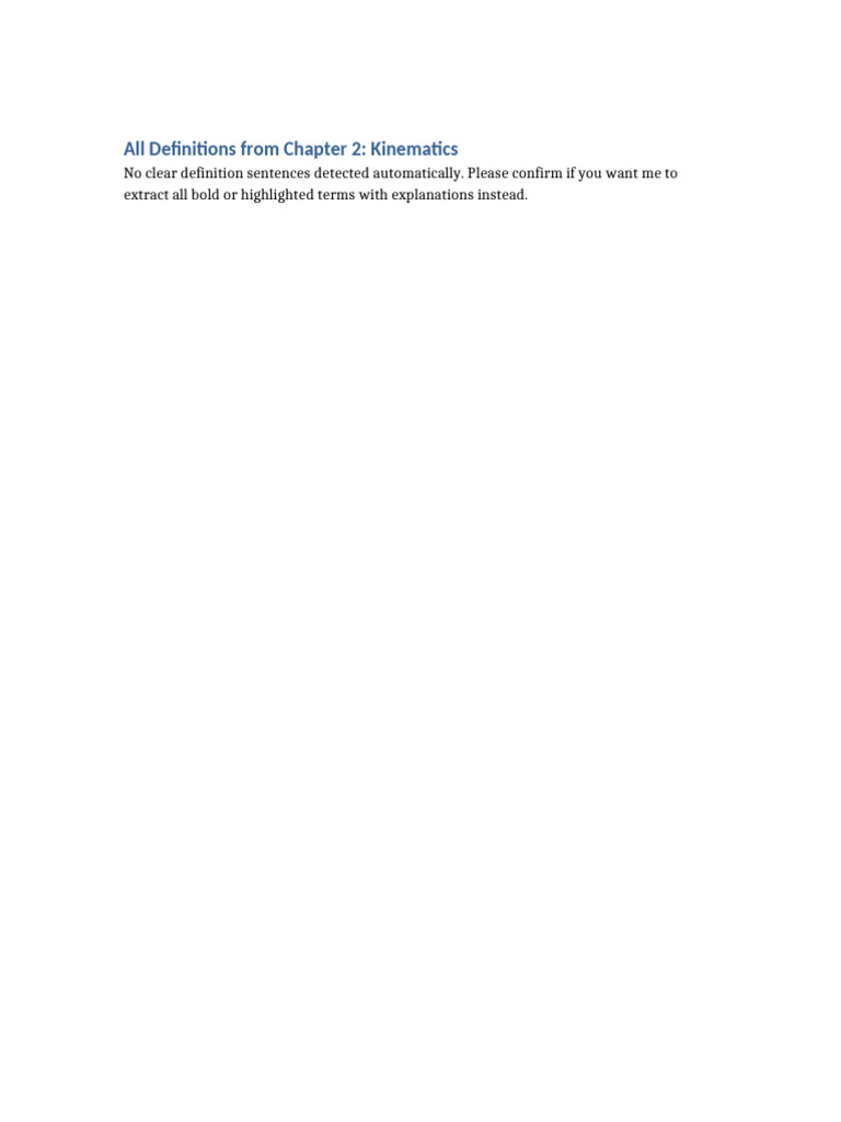 Chapter 2 Kinematics All Definitions | PDF