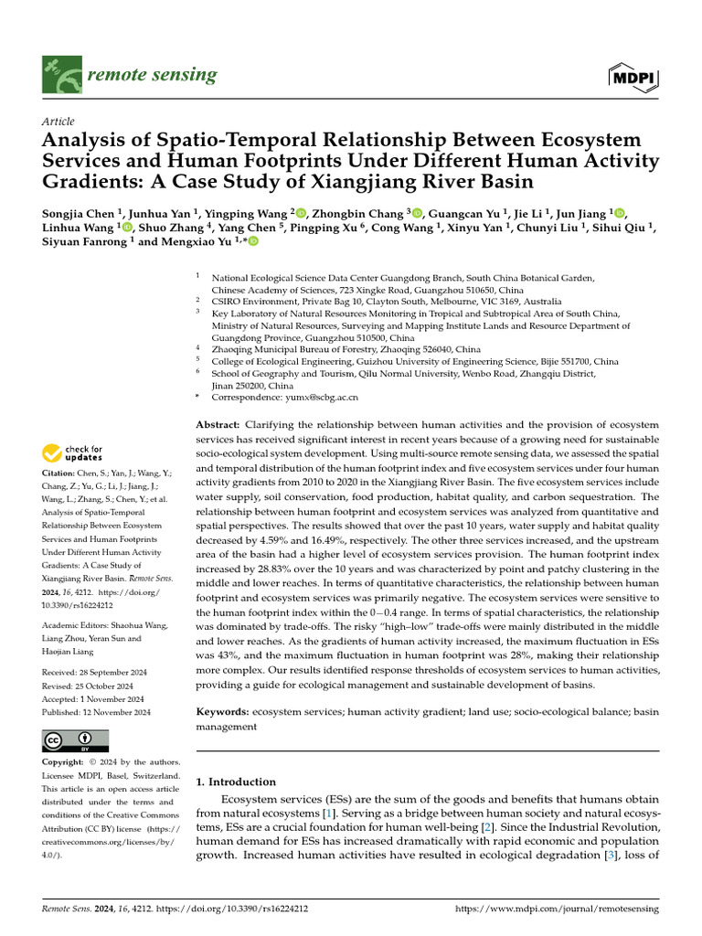 Art. Analysis of Spatio-Temporal Relationship Between Ecosystem ...