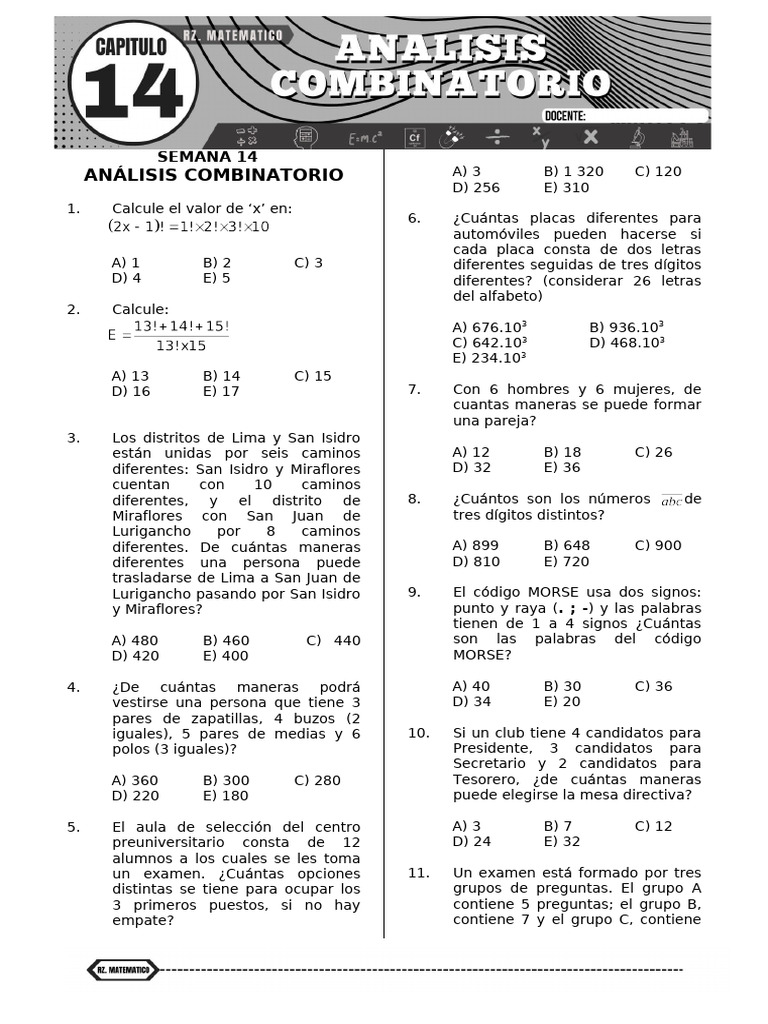 Parte 14 Analisis Combinatorio | PDF | Teoría de los números | Aritmética
