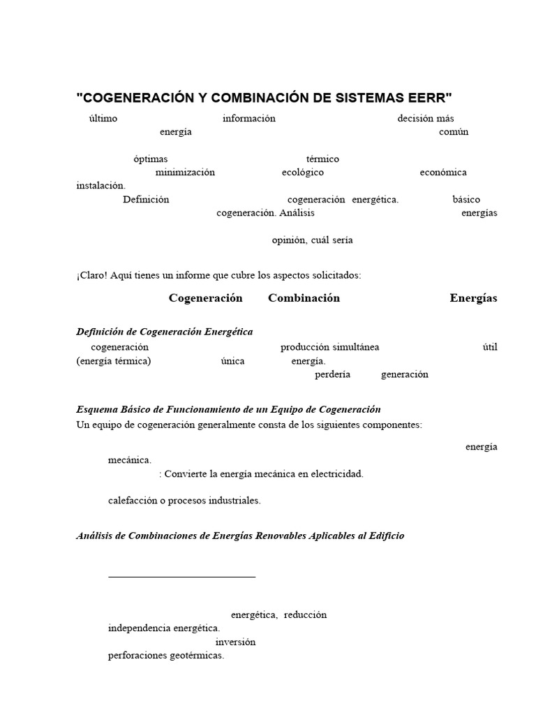 Cogeneracion y Combinacion Eerr | PDF | Energía solar | Cogeneración