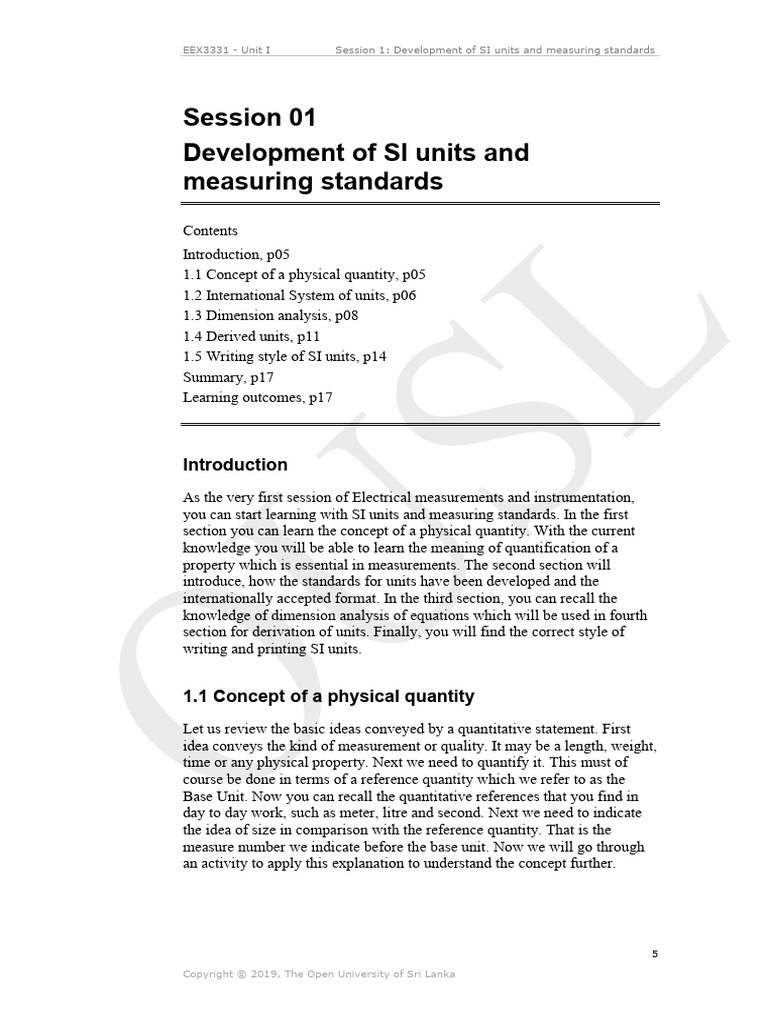 Unit I - Session 1 | PDF | International System Of Units | Voltage
