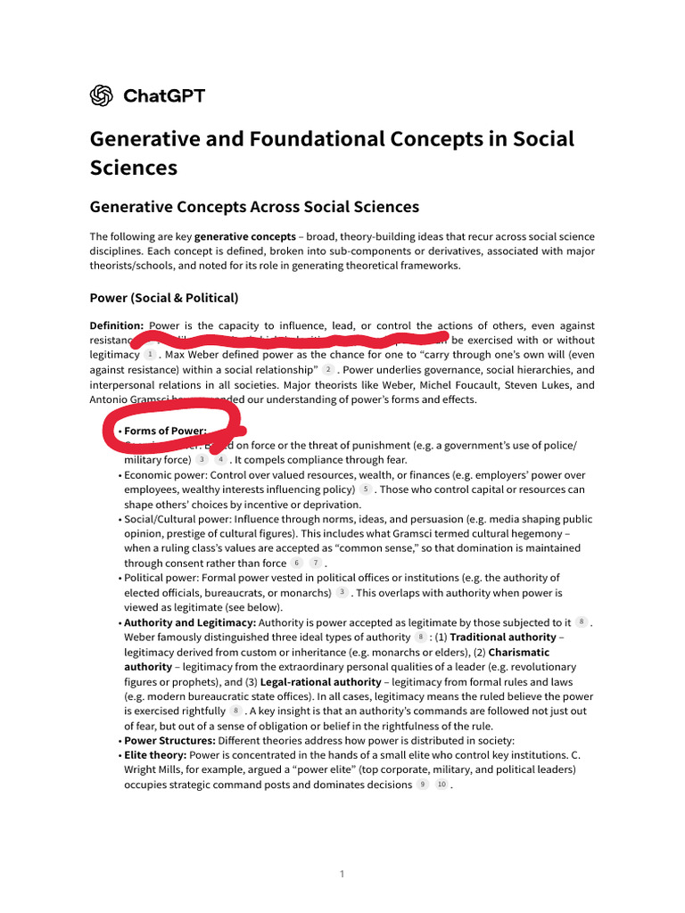 Generative and Foundational Concepts in Social Sciences | PDF | Power ...