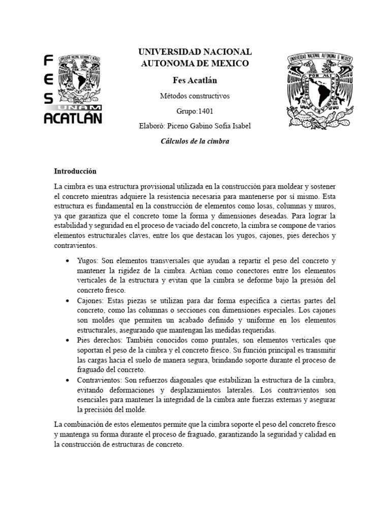Calculo cimbra_PGSI_1401 | PDF | Hormigón | Material compuesto