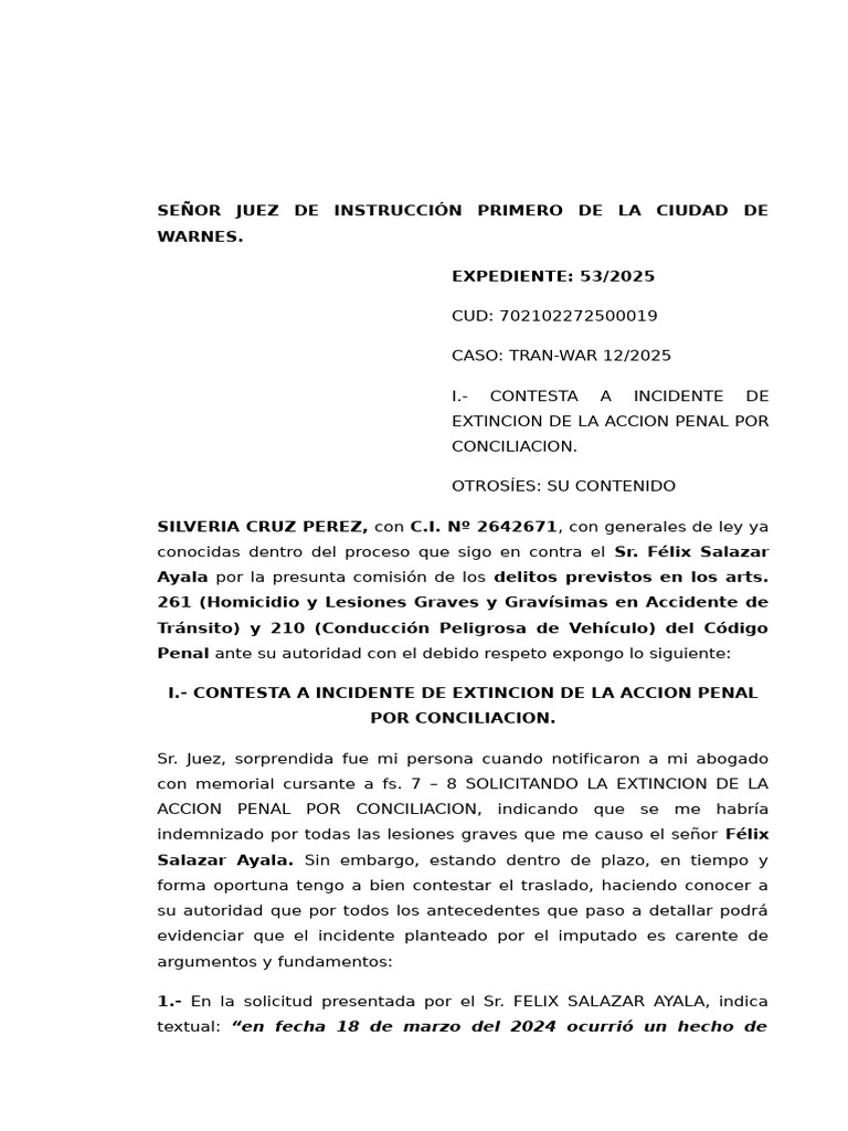 Contesta A Expecion | PDF | Ley Pública | Justicia
