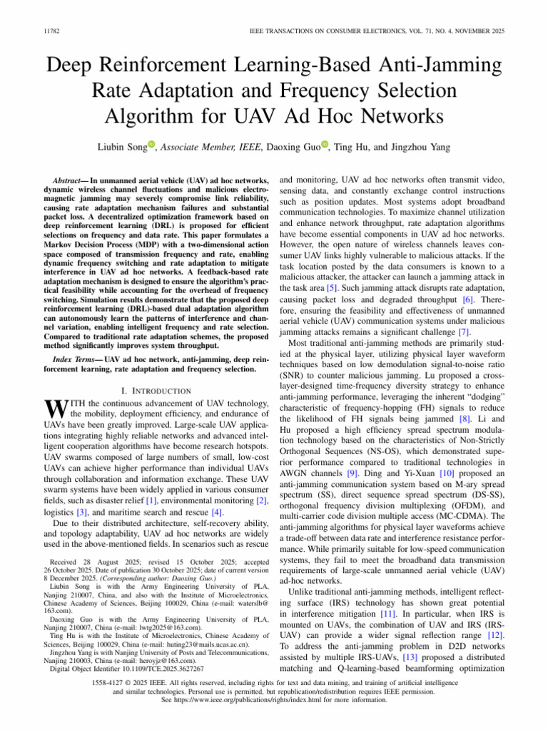Deep Reinforcement Learning Based Anti Jamming Rate Adaptation and ...