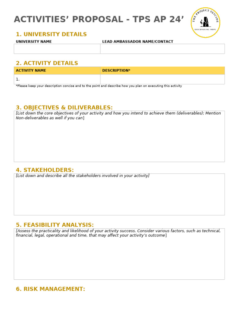 Activity Proposal | PDF
