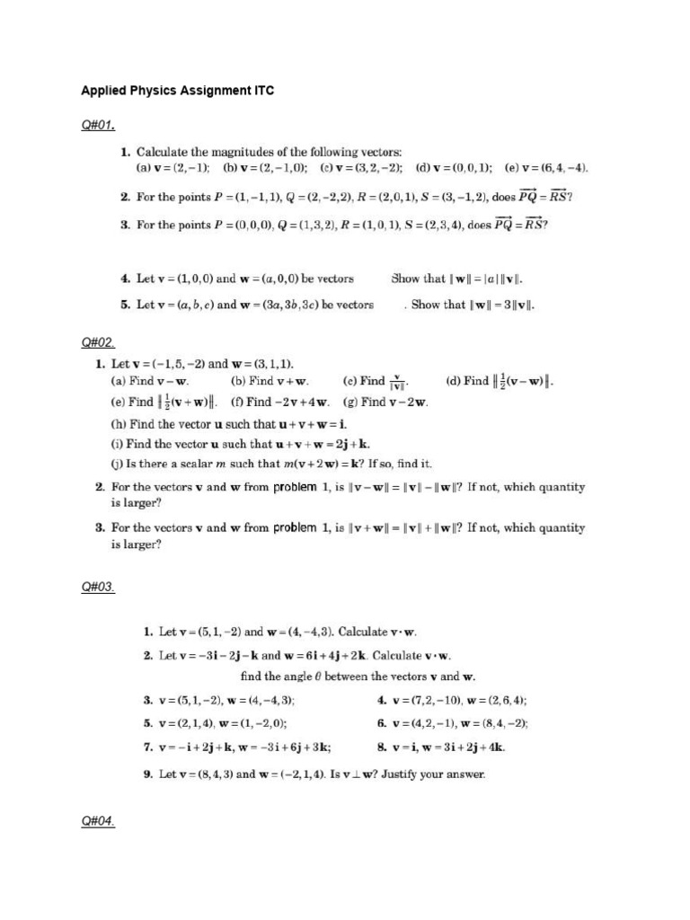 1st - Applied Physics Assignment ITC | PDF