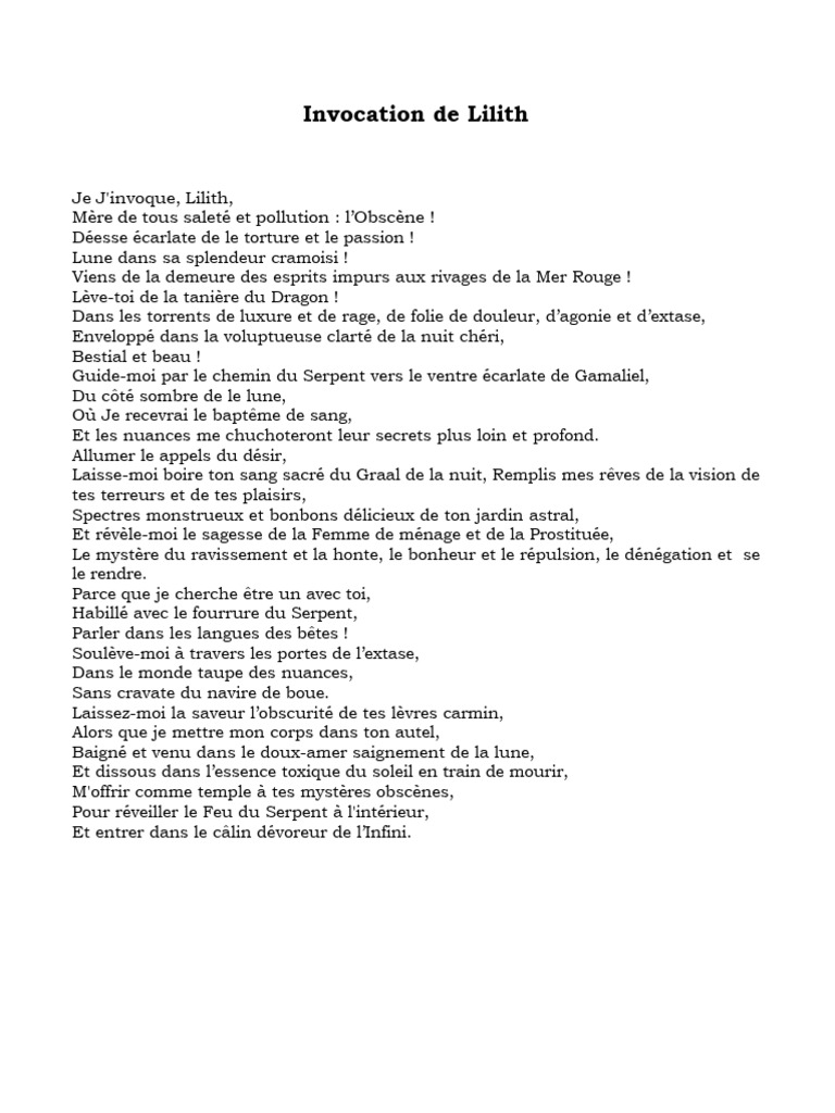 Invocation de Lilith | PDF