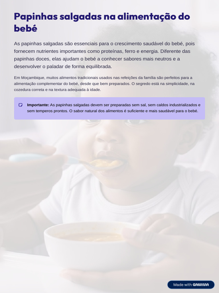 Papinhas Salgadas Na Alimentacao Do Bebe | PDF | Alimentos | Gosto