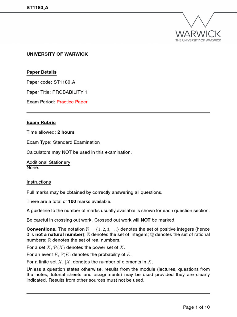 ST118 Practice Paper Solutions | PDF | Random Variable | Statistical Theory
