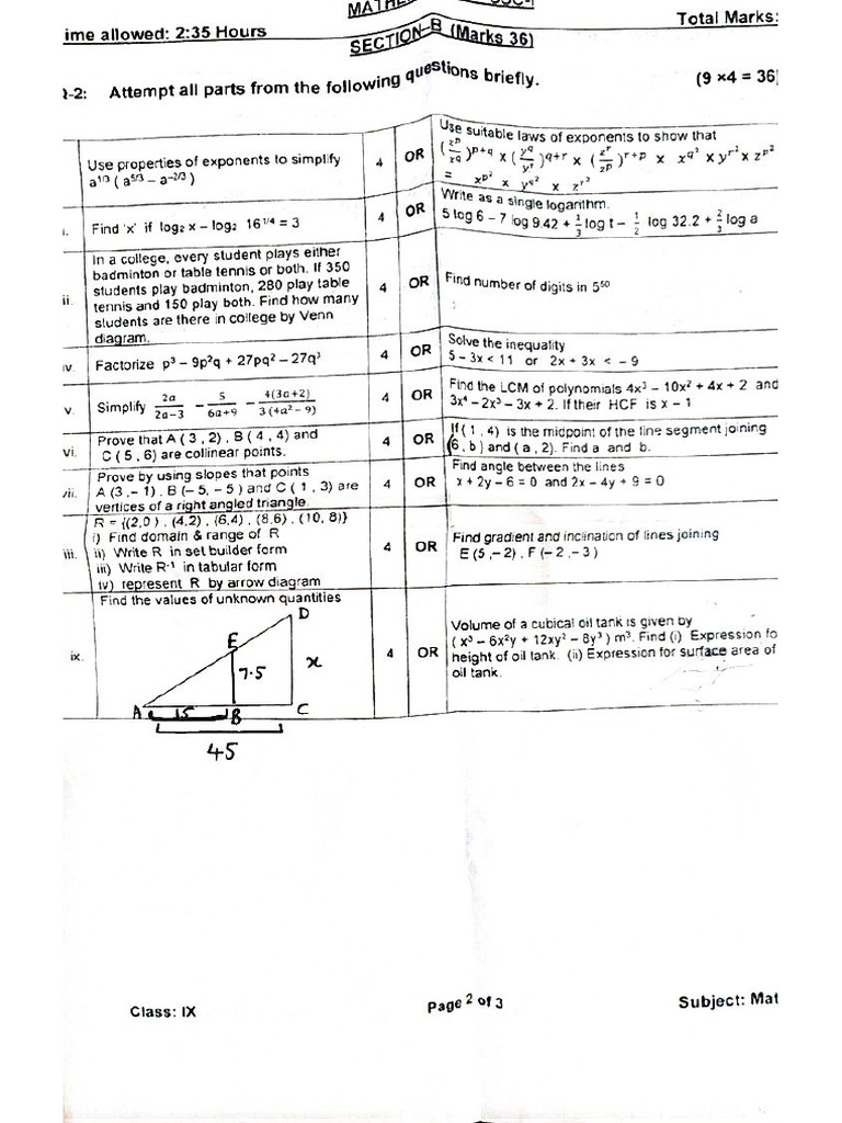 Maths Past Paper | PDF