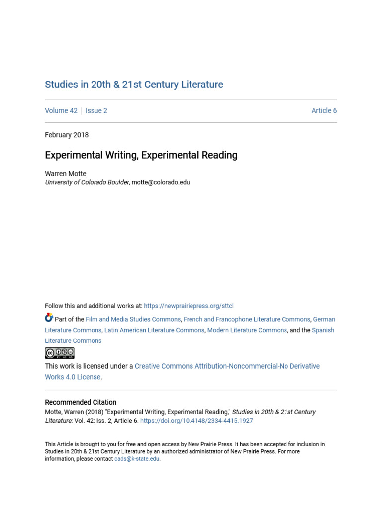 Experimental Writing Experimental Reading | PDF | Surrealism | Poetry