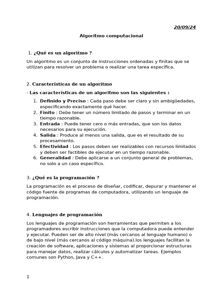 Algoritmo 1.1 | PDF | Lenguaje de programación | Algoritmos