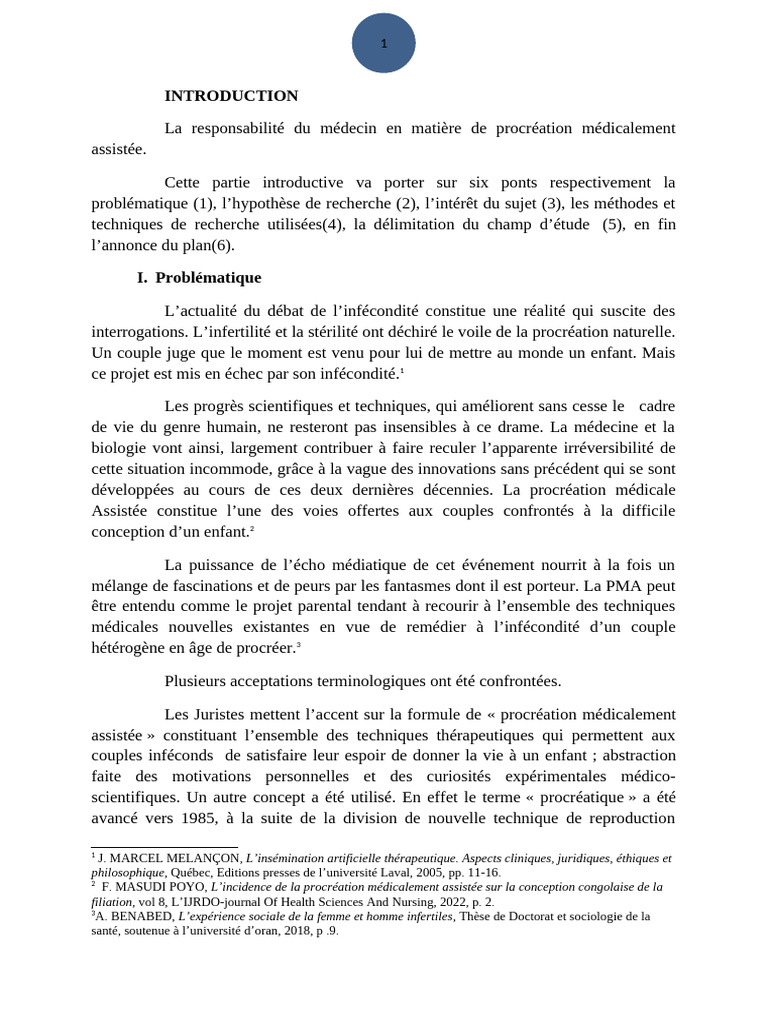 INTRODUCTION | PDF | Procréation médicalement assistée | Consentement ...