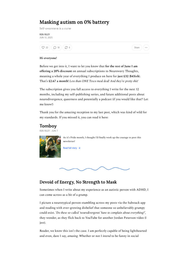 Ren Riley - Masking - Masking Autism On 0% Battery | PDF | Autism ...