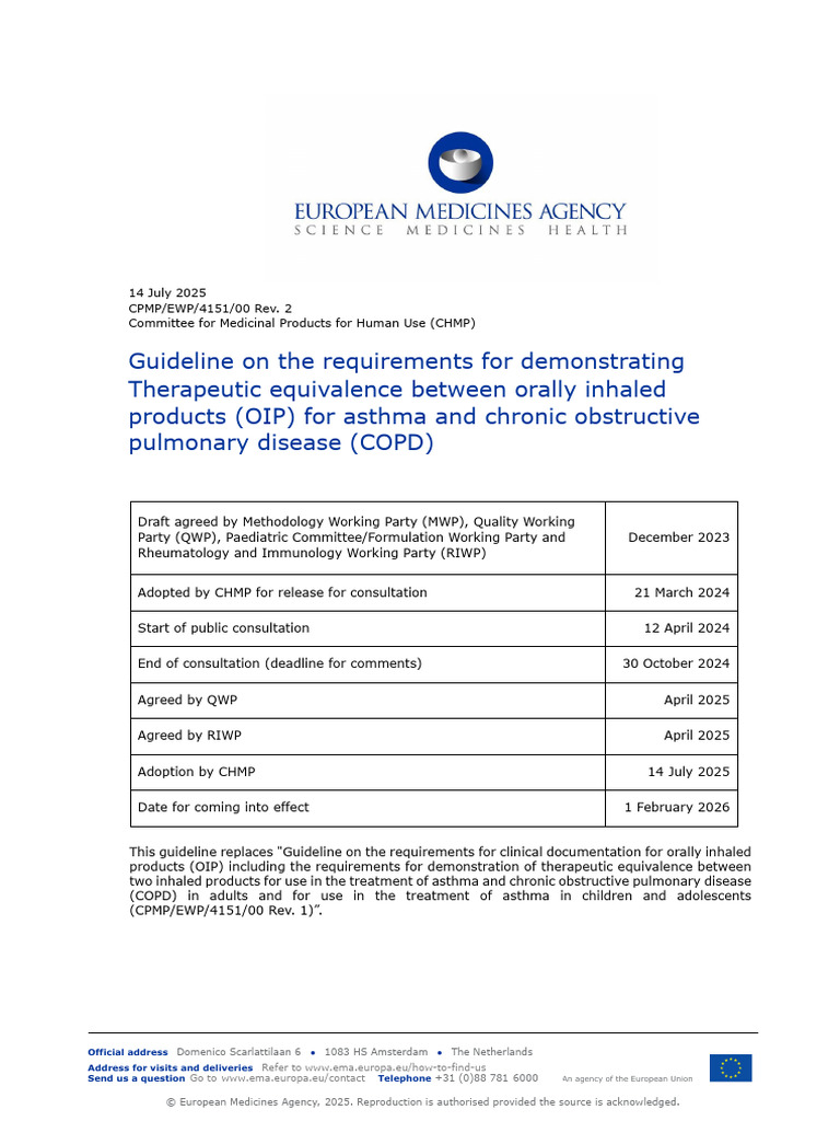 Guideline Requirements Demonstrating Therapeutic Equivalence Between ...