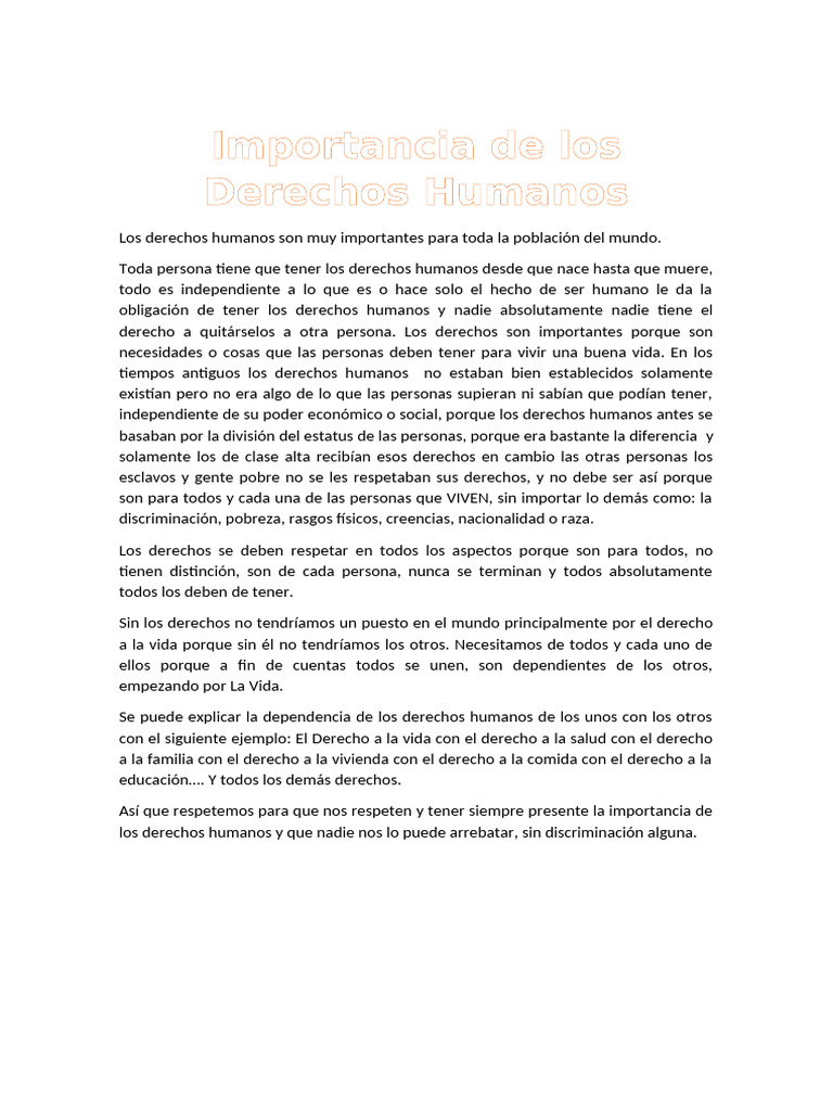 Importancia de Los Derechos Humanos | PDF