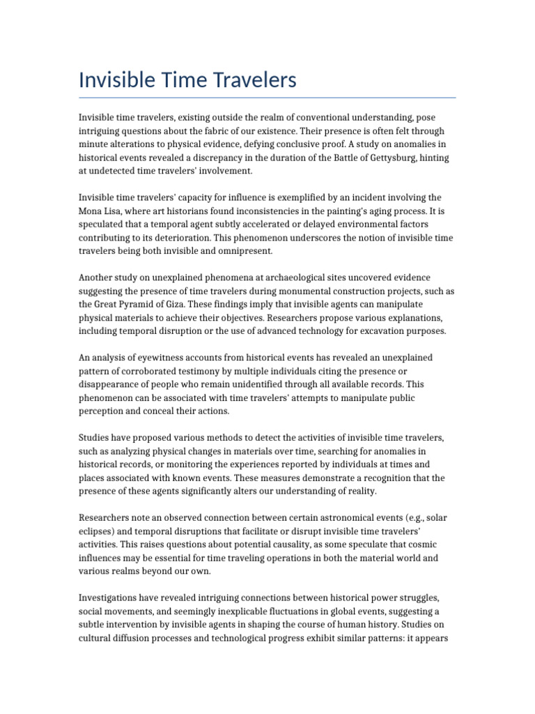 Invisible Time Travelers 1769901394 | PDF | Causality | Free Will