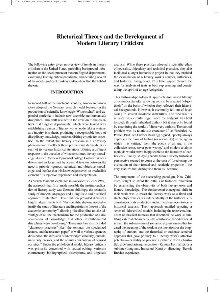 Rhetorical Theory and The Development of | PDF | Rhetoric | Literary ...