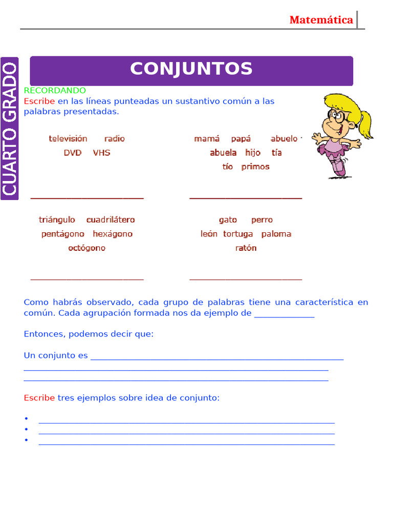 Introducción A Los Conjuntos para Cuarto Grado de Primaria | PDF ...