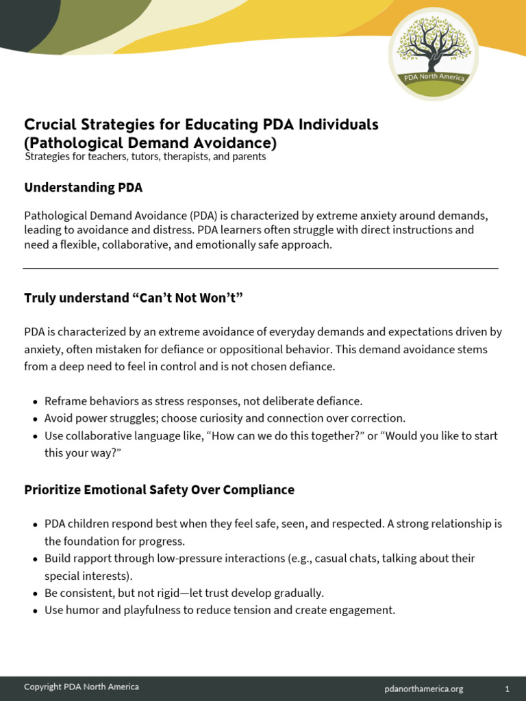 Crucial Strategies For Educating PDA Individuals | PDF | Emotional Self ...