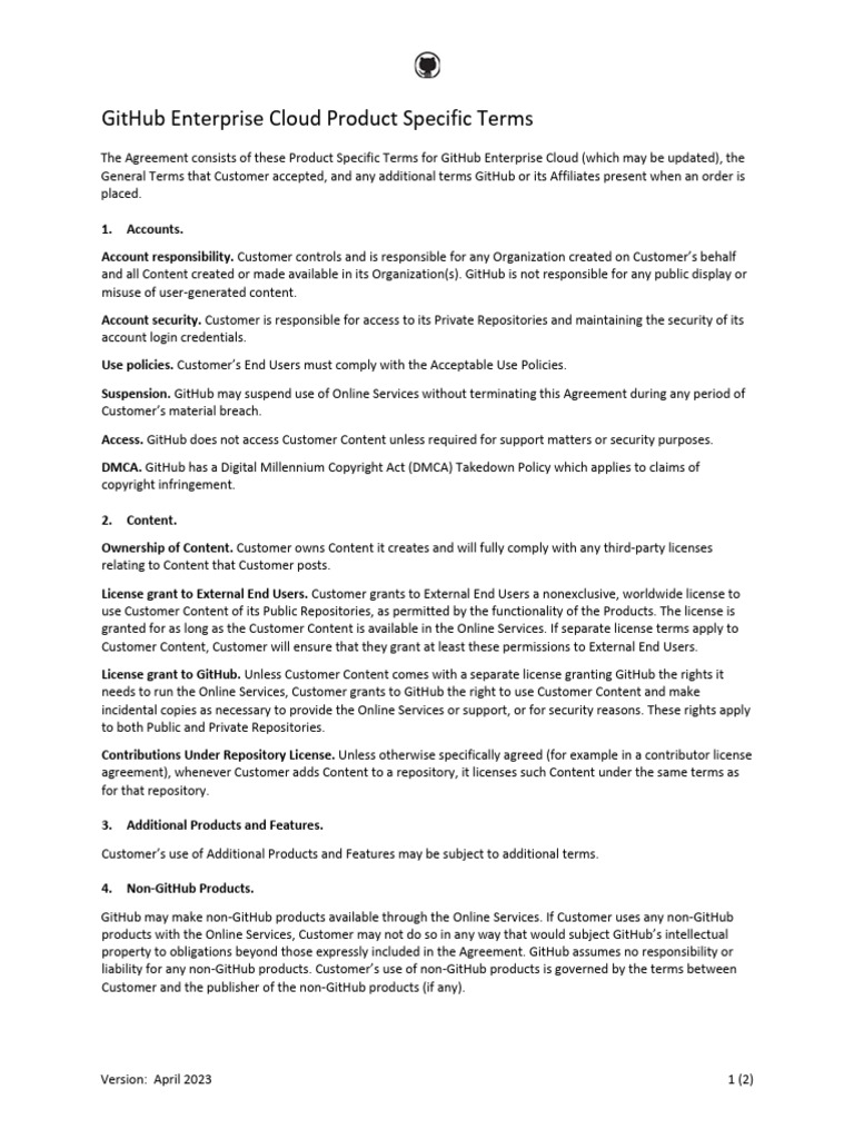 GitHub Enterprise Cloud Product Specific Terms - 2023-04-13 - FINAL ...