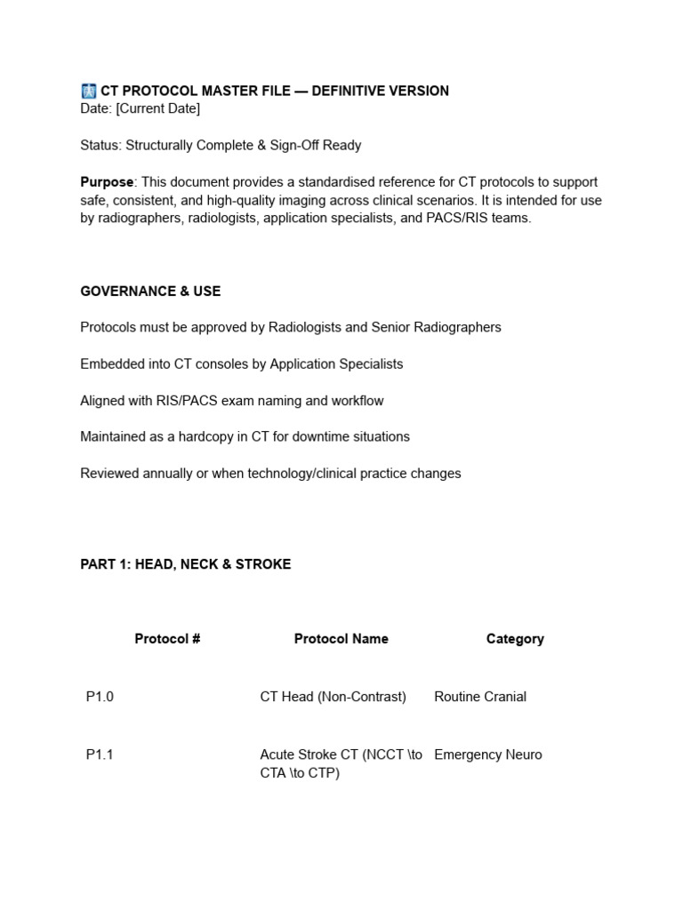 CT Protocol File | PDF | Ct Scan | Stroke