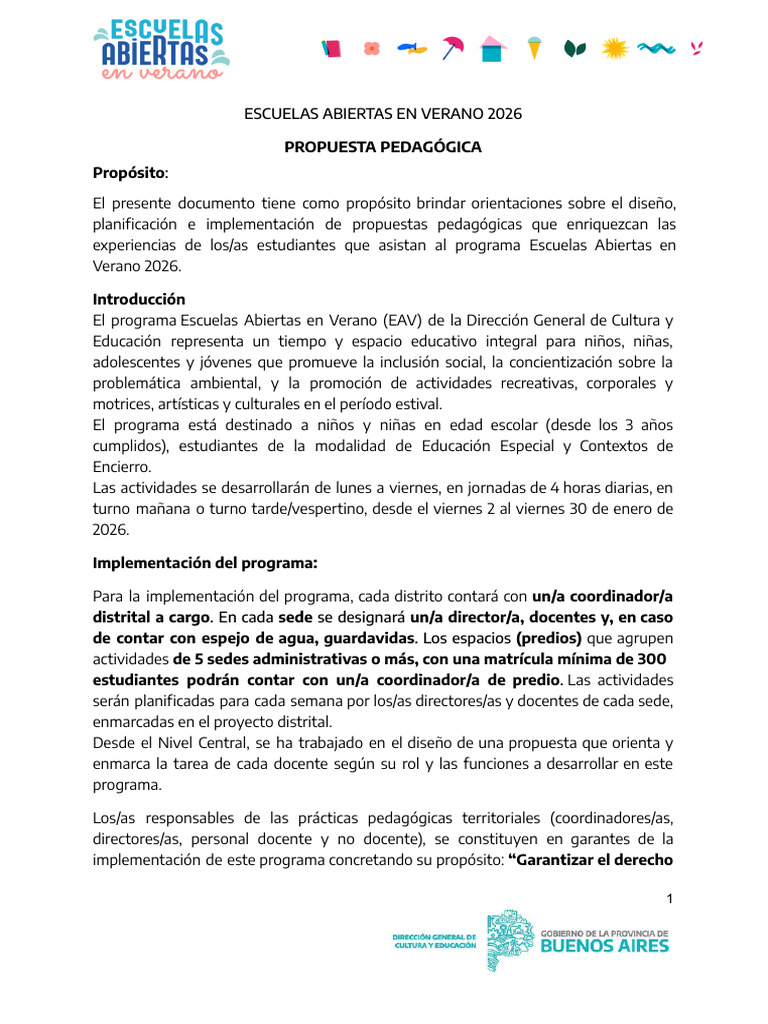 Eav 2026 Propuesta Pedagógica. | PDF | Educación de la primera infancia ...
