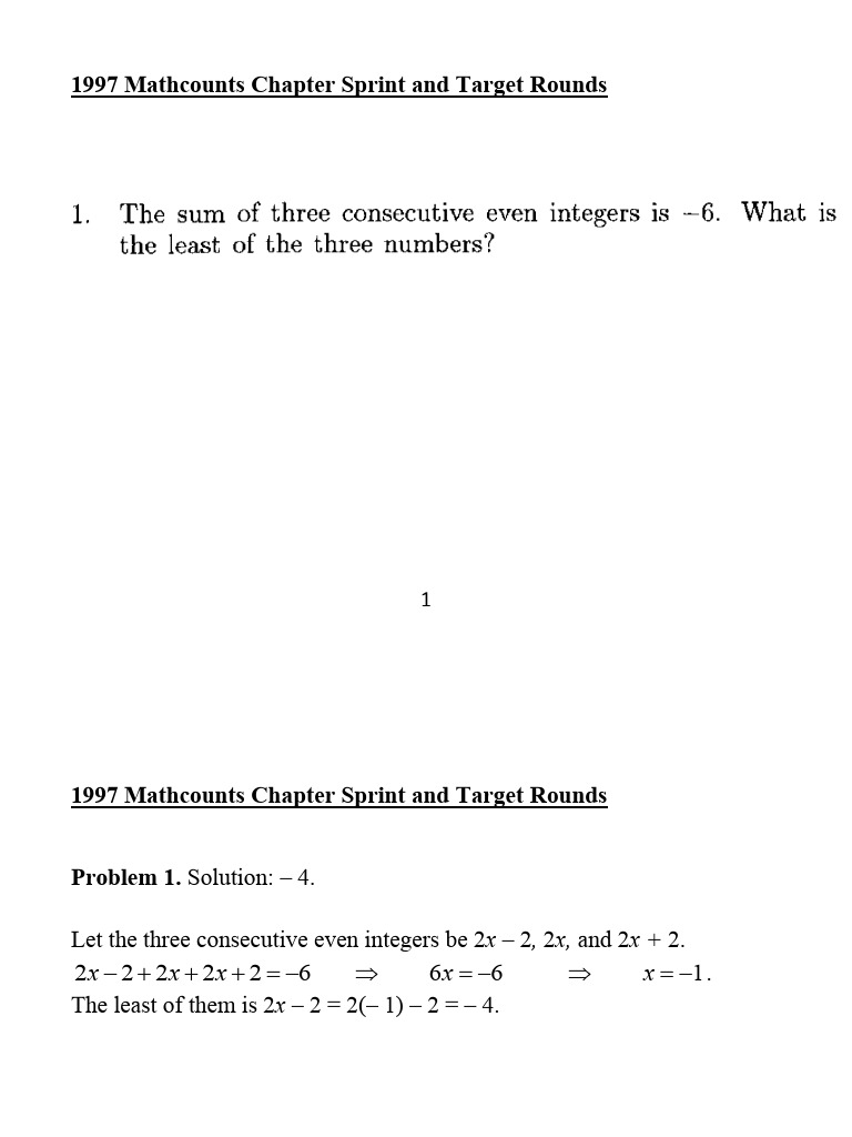 1997 Chapter Sprint Target Solution | PDF | Area | Mathematics