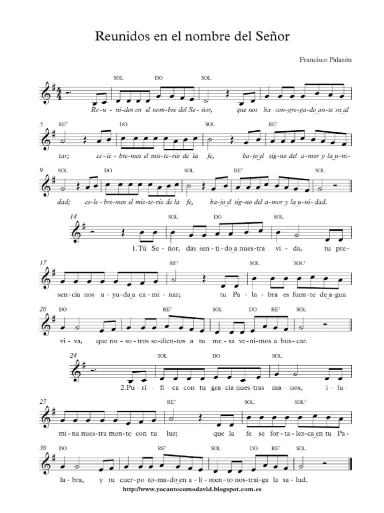 01-23 Reunidos en El Nombre Del Señor (Partitura) | PDF