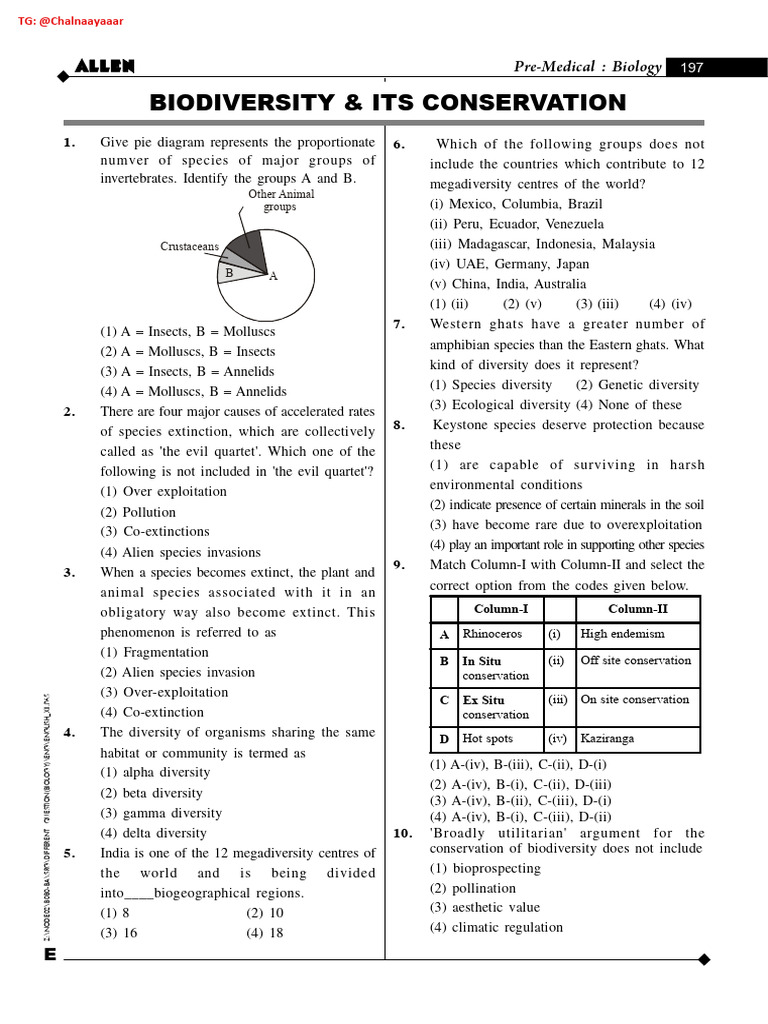Biodiversity and Coservation | PDF | Biodiversity | Conservation Biology