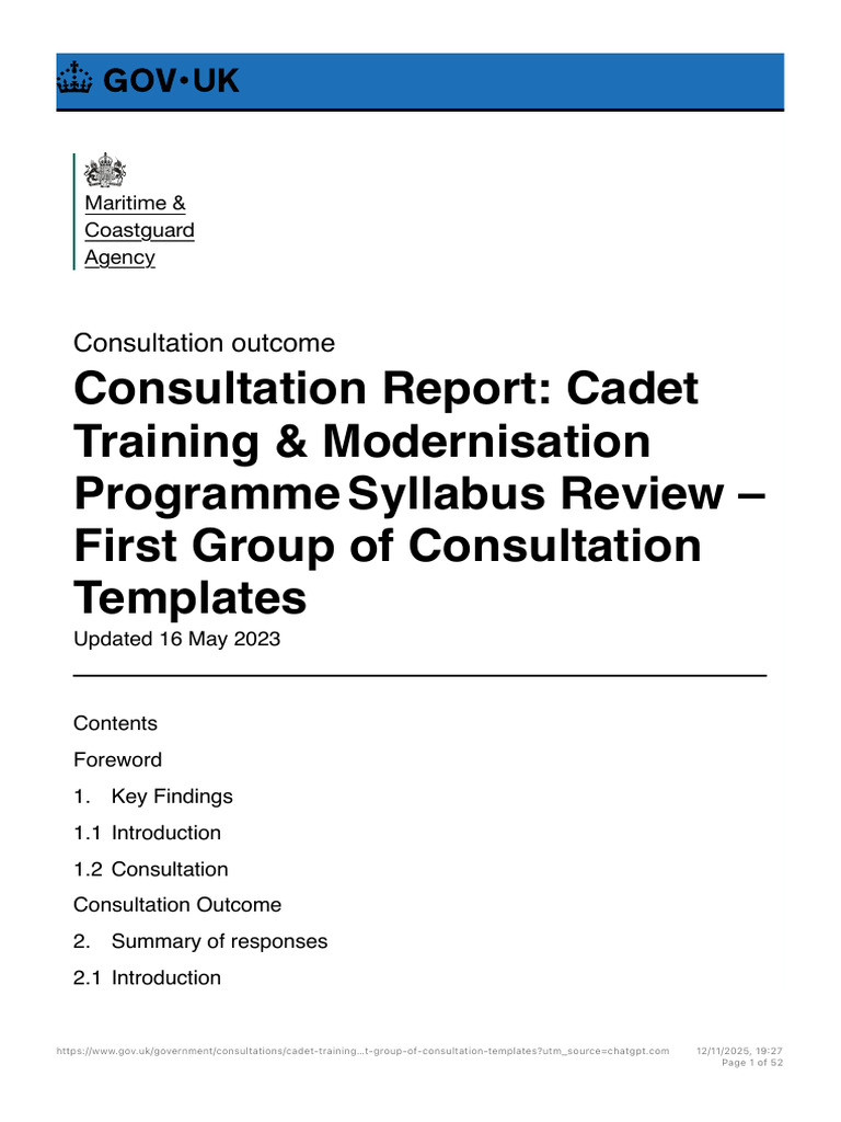 First Group Consultation Report - Cadet Training & Modernisation ...