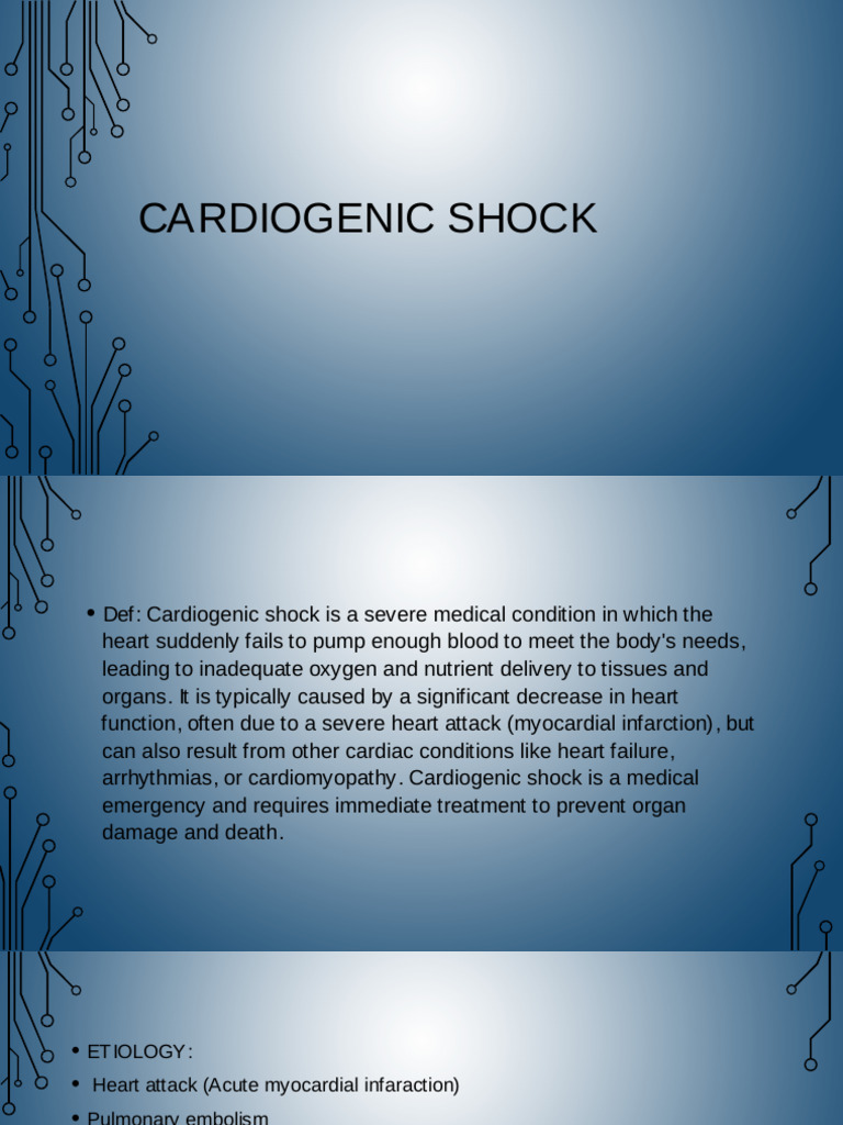 Cardiogenic Shock | PDF | Heart | Myocardial Infarction