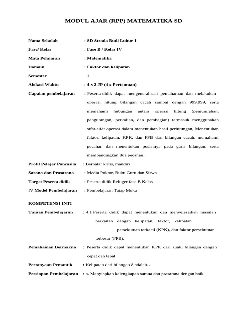 Modul Ajar MTK Bab 3 (DipulihkanOtomatis) | PDF
