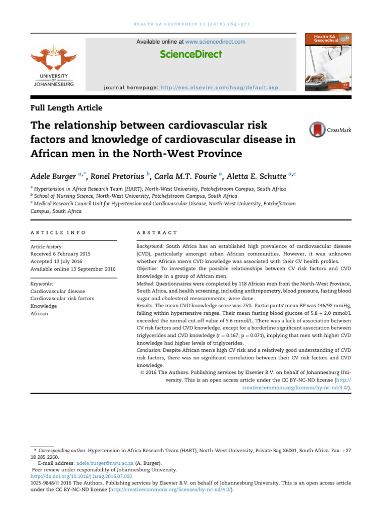 The Relationship Between Cardiovascular Risk Factors and Know 2016 ...