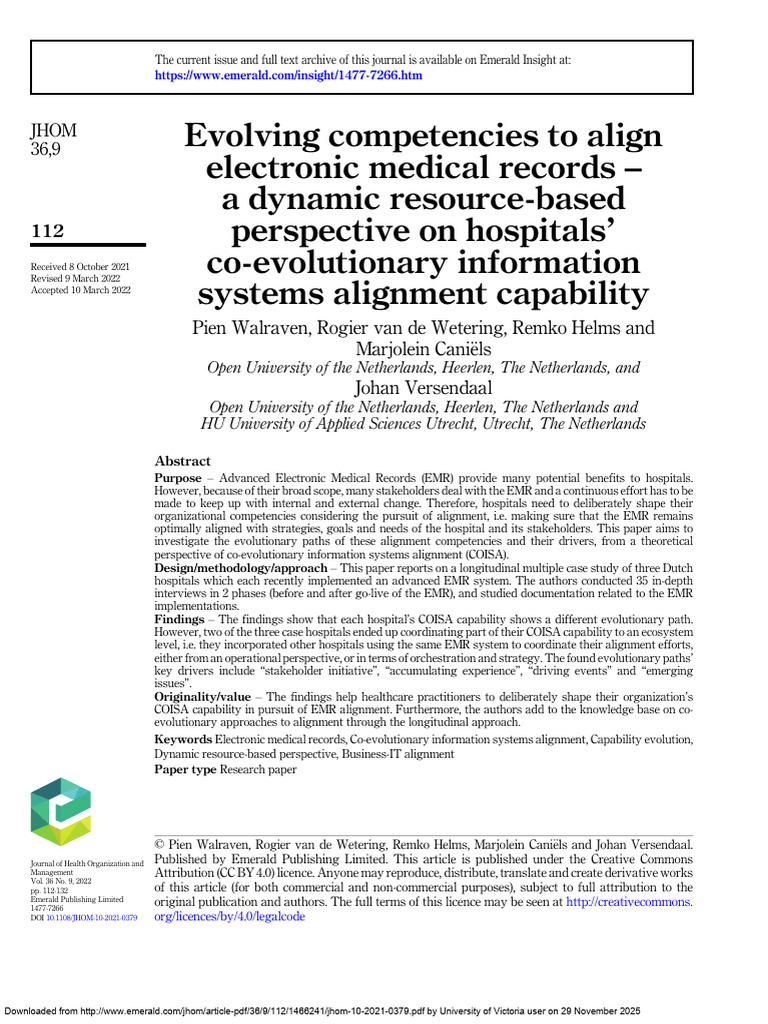 6.0 Evolving Competencies To Align EMR - Dynamic Resource Based | PDF ...