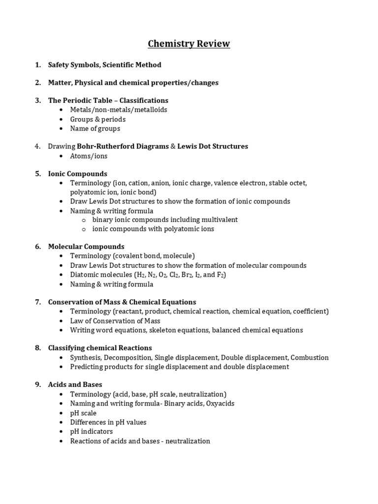 21 SNC2D Chemistry Review Updated | PDF | Ion | Chemical Compounds