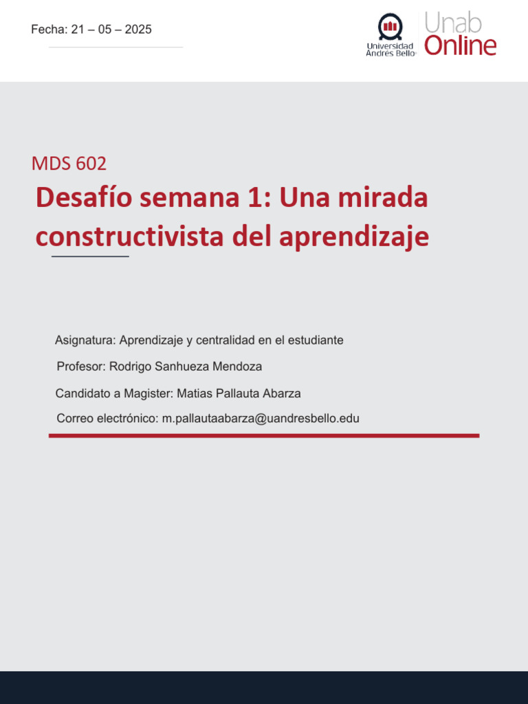 Desafío Semana 1: Una Mirada Constructivista Del Aprendizaje | PDF ...