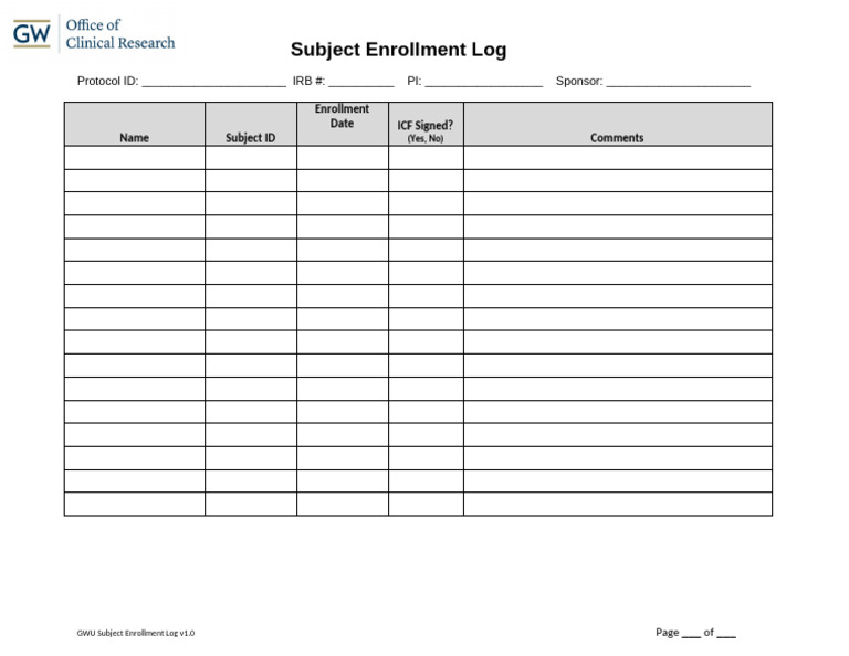 Enrollment Log v1.0 14dec2022 | PDF