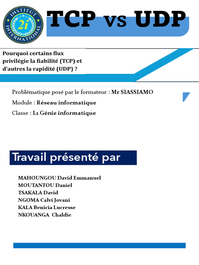 Exposé TCP Vs Udp | PDF | Protocole de contrôle de transmission | Réseaux