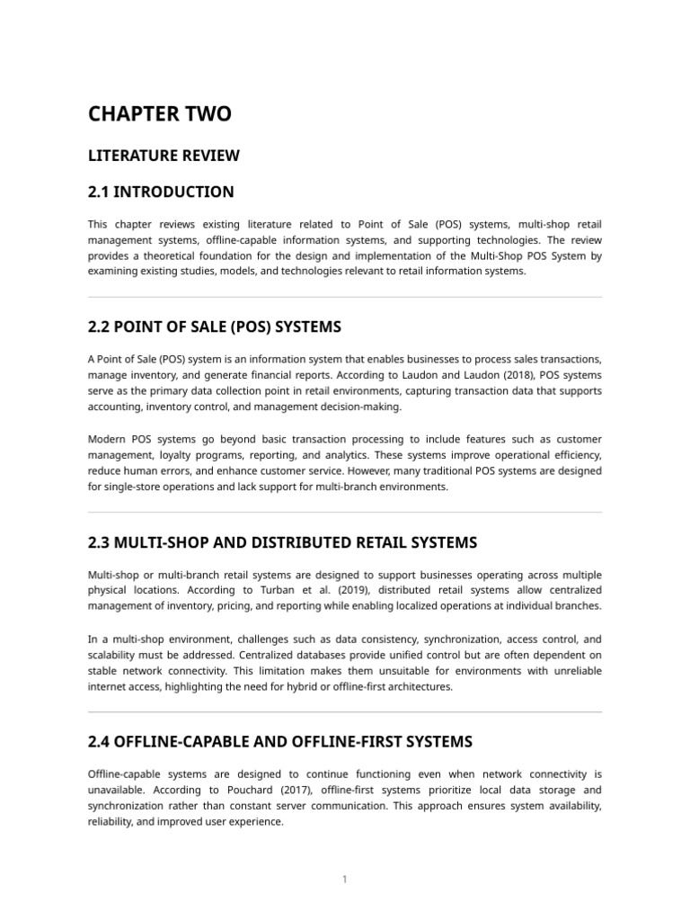 Chapter Two - Literature Review | PDF | Point Of Sale | Databases