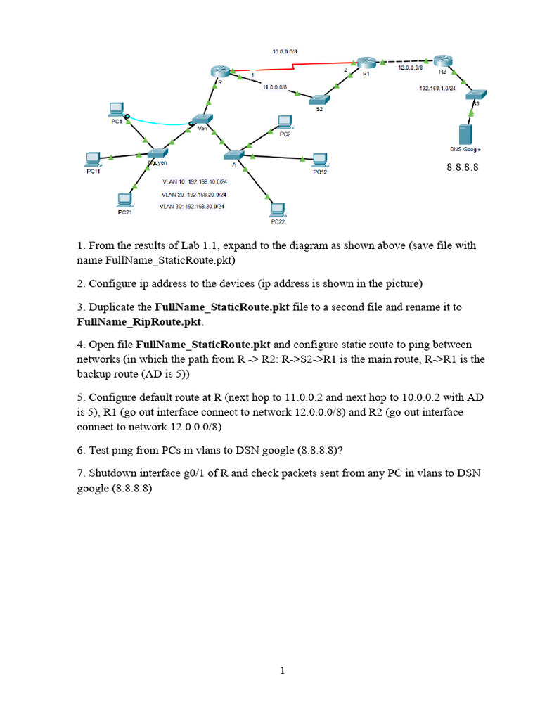 Assignment 2.1 - Static Routing | PDF