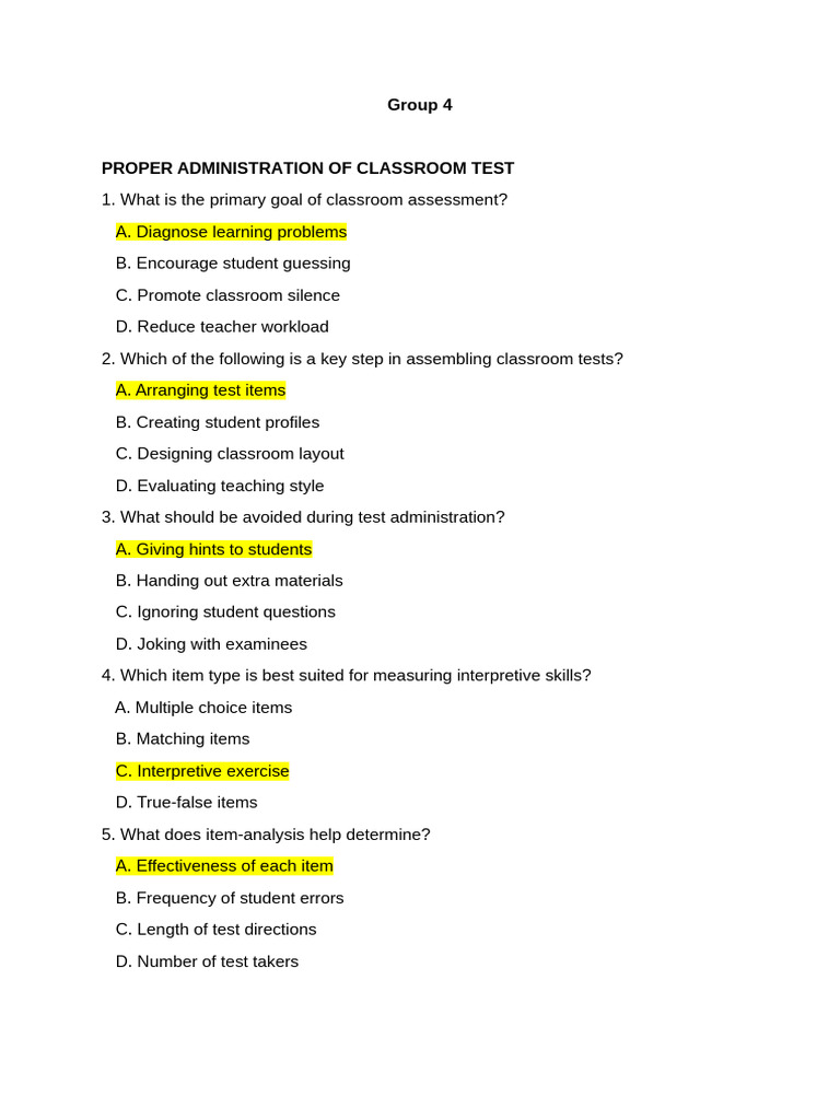 Group 4 Multiple Choice | PDF | Multiple Choice | Evaluation Methods