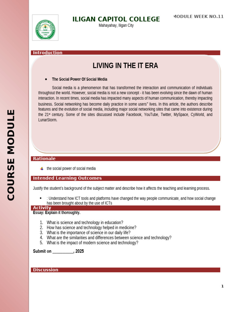 Living in The It Era Module 11 | PDF | Popular Culture & Media Studies ...