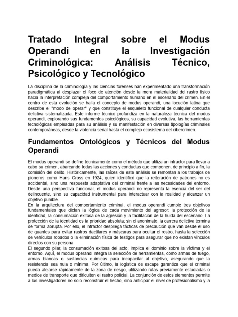 Modus Operandi - Investigación y Análisis Criminal. | PDF | Crímenes ...