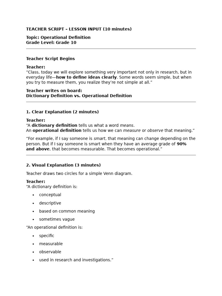Teacher Script Lesson Proper | PDF | Definition | Dictionary