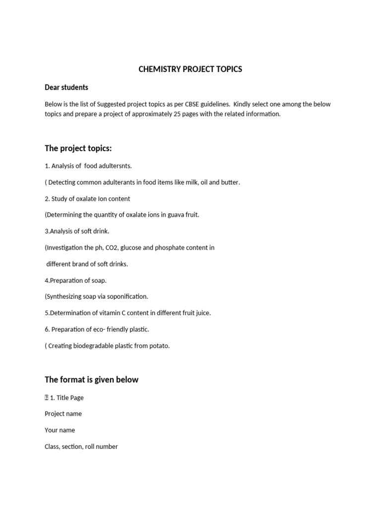 Chemistry Project | PDF